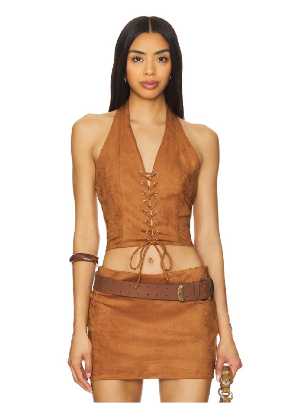 Superdown Tan/Orange Suede Delphi Top - Worn Once
